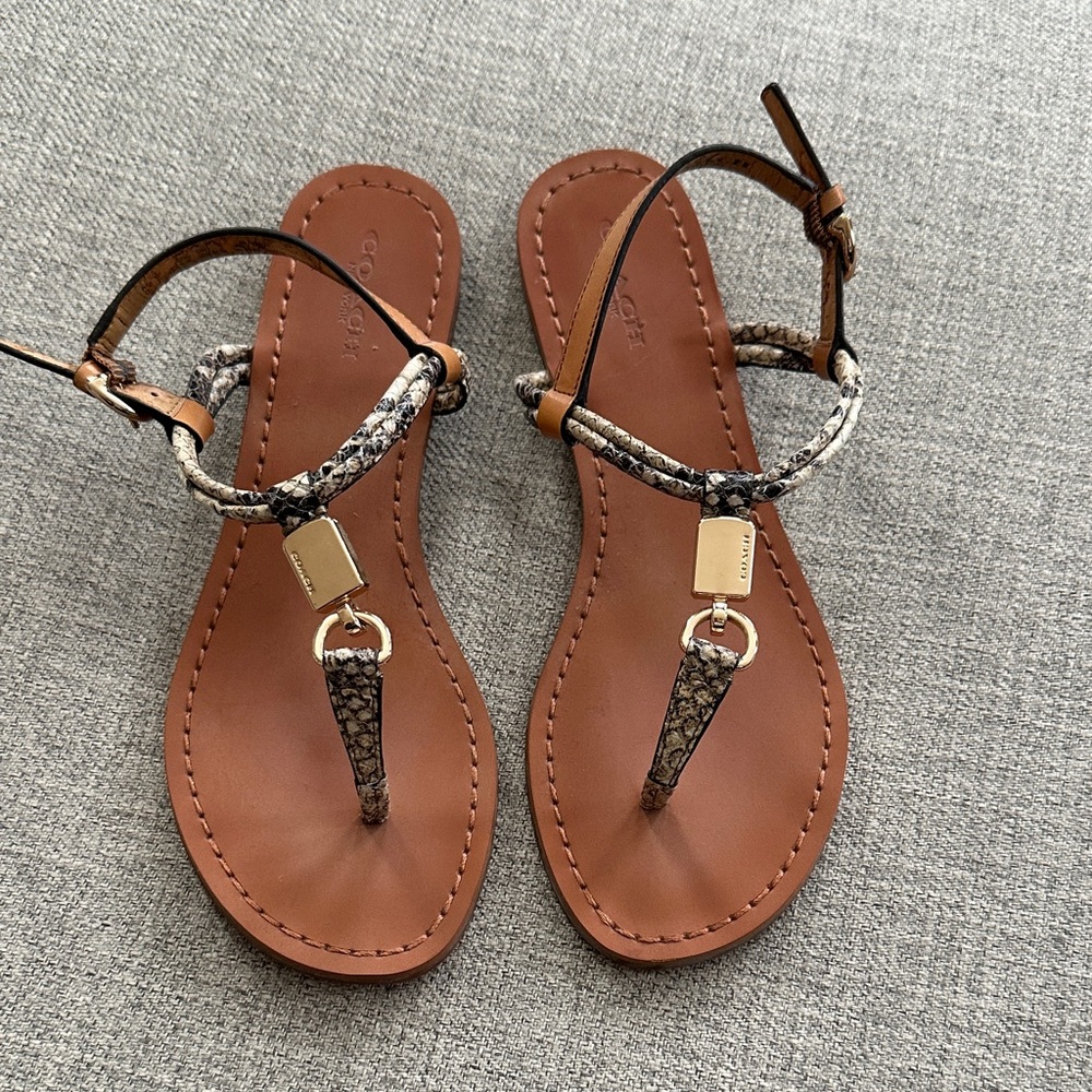 Coach Women's Snakeskin and Tan Sandals